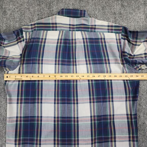 Eddie Bauer Shirt Mens Large Plaid Marin Poplin Long Sleeve Button Down VTG 90s - Picture 4 of 16